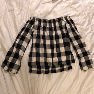 Cloth & Stone XS plaid off the shoulder top